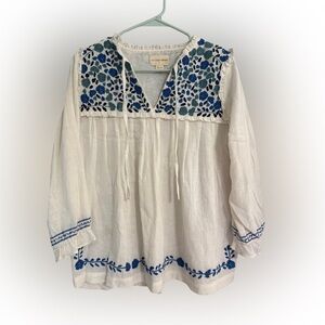 The Coast Brand white long sleeve cotton embroidered blouse